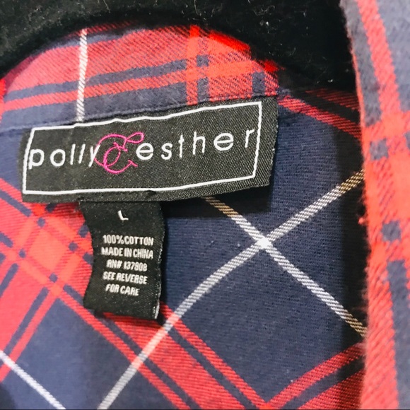 Polly & Esther plaid shirt size L long sle… - Picture 6 of 6